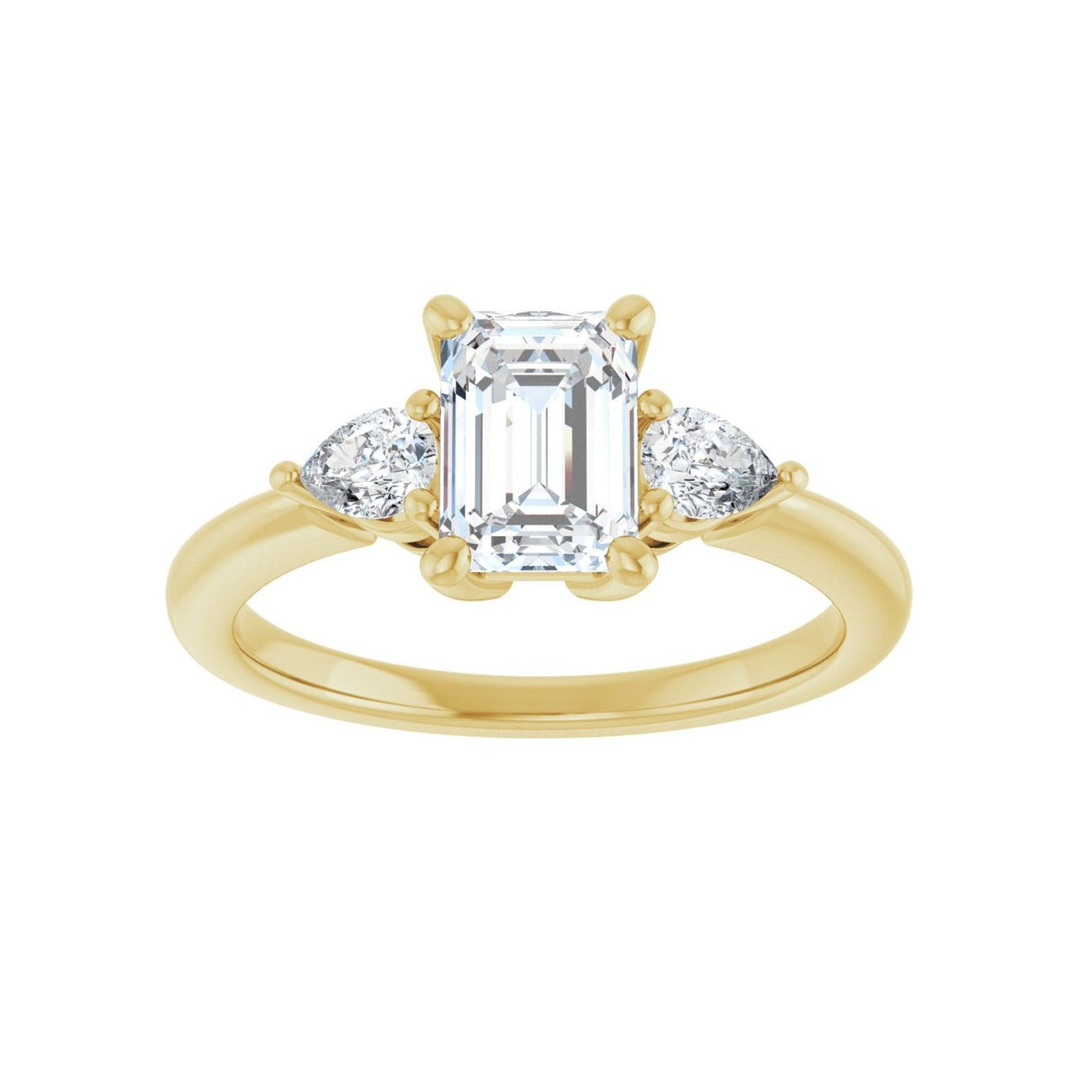 Sapphire Row Lab-Grown Emerald-Cut Diamond Three-Stone Engagement Ring - 14K Yellow Gold, 1 1/2 ctw (view 3)