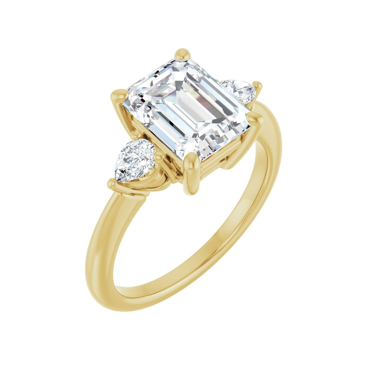 Sapphire Row Lab-Grown Emerald-Cut Diamond Three-Stone Engagement Ring - 14K Yellow Gold, 2 3/4 ctw