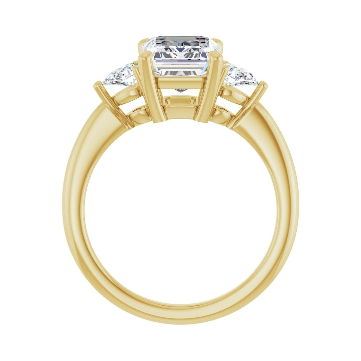 Sapphire Row Lab-Grown Emerald-Cut Diamond Three-Stone Engagement Ring - 14K Yellow Gold, 2 3/4 ctw (view 2)