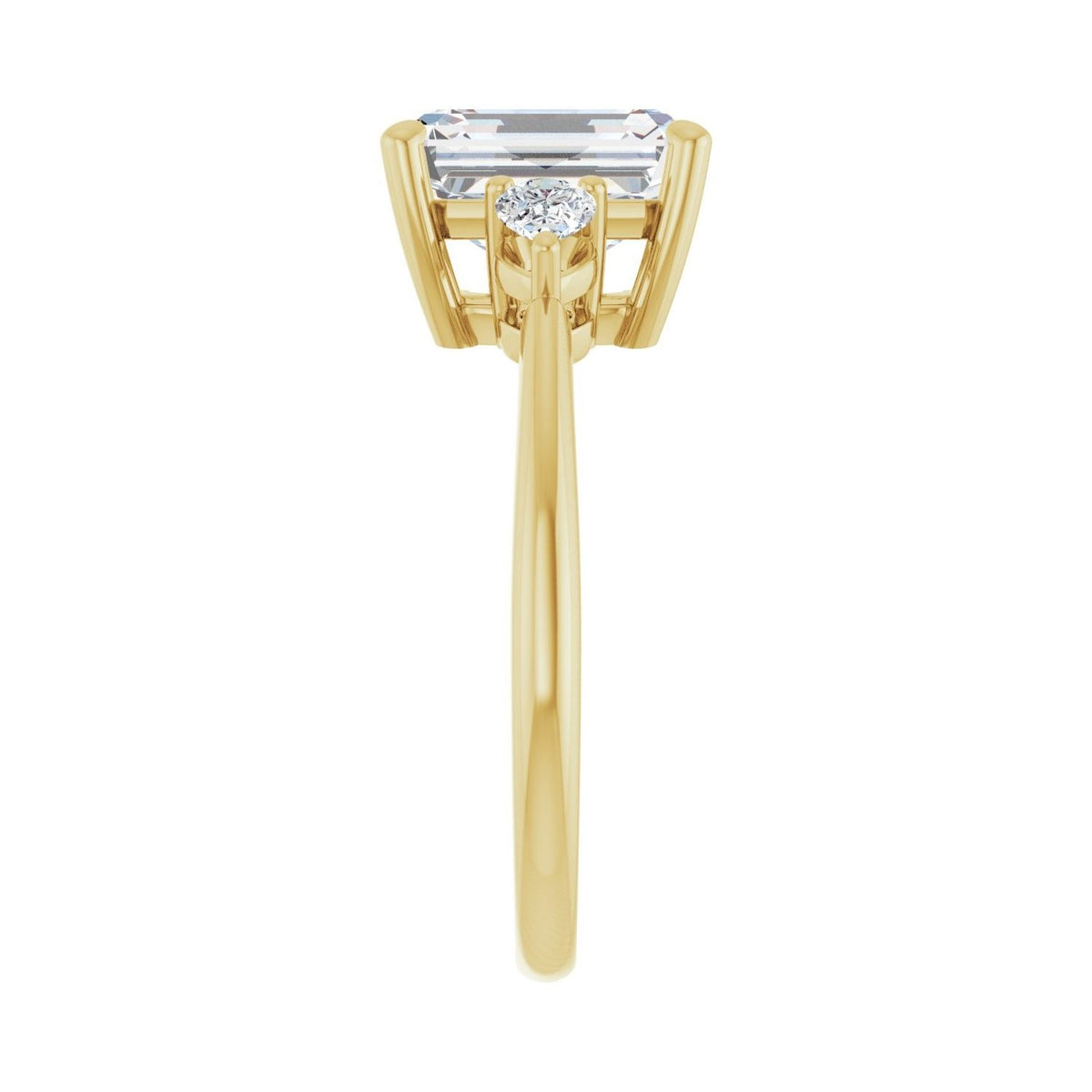 Sapphire Row Lab-Grown Emerald-Cut Diamond Three-Stone Engagement Ring - 14K Yellow Gold, 2 3/4 ctw (view 4)
