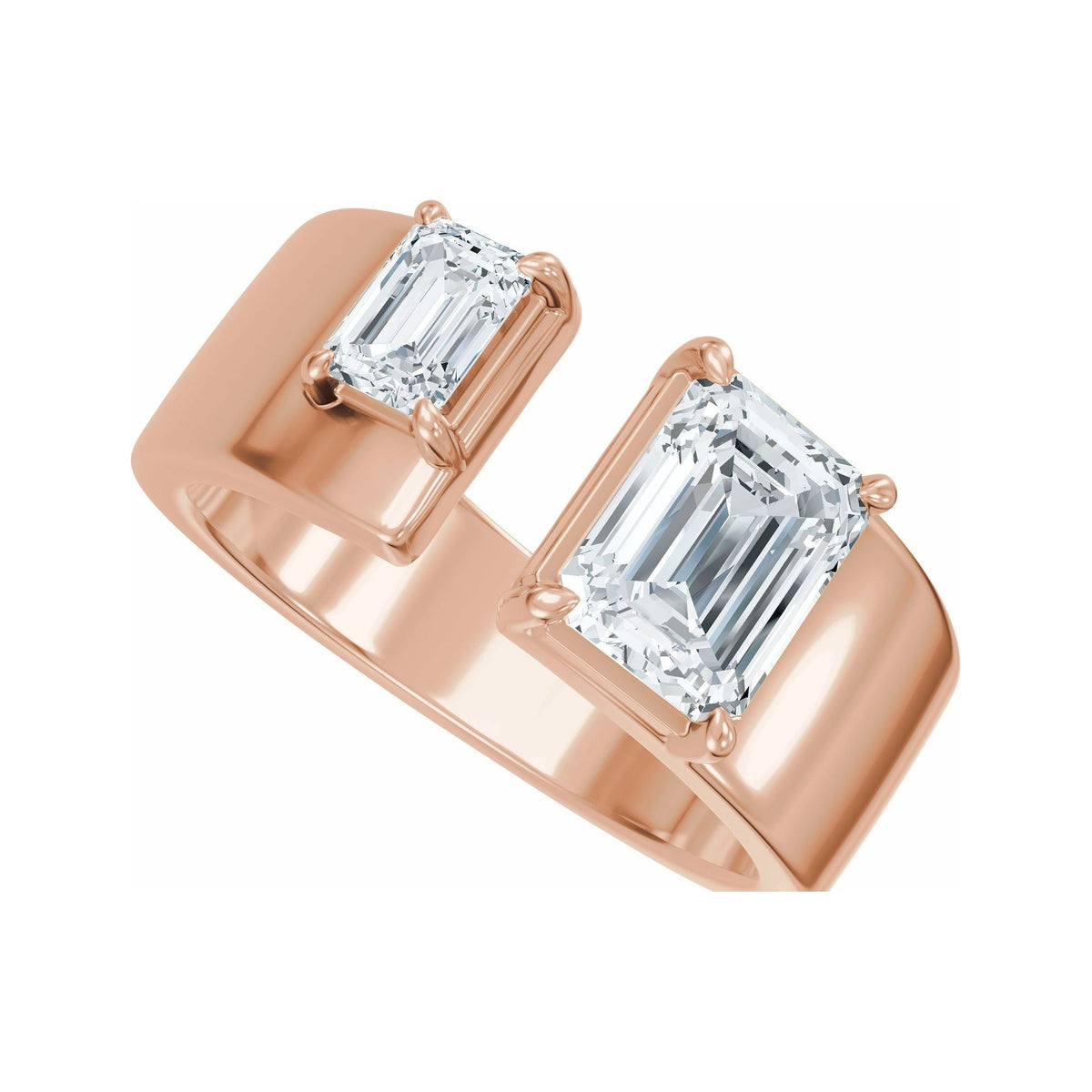 Sapphire Row Lab-Grown Emerald-Cut Diamond Two-Stone Engagement Ring - 14K Rose Gold, 2 1/2 ctw (view 5)