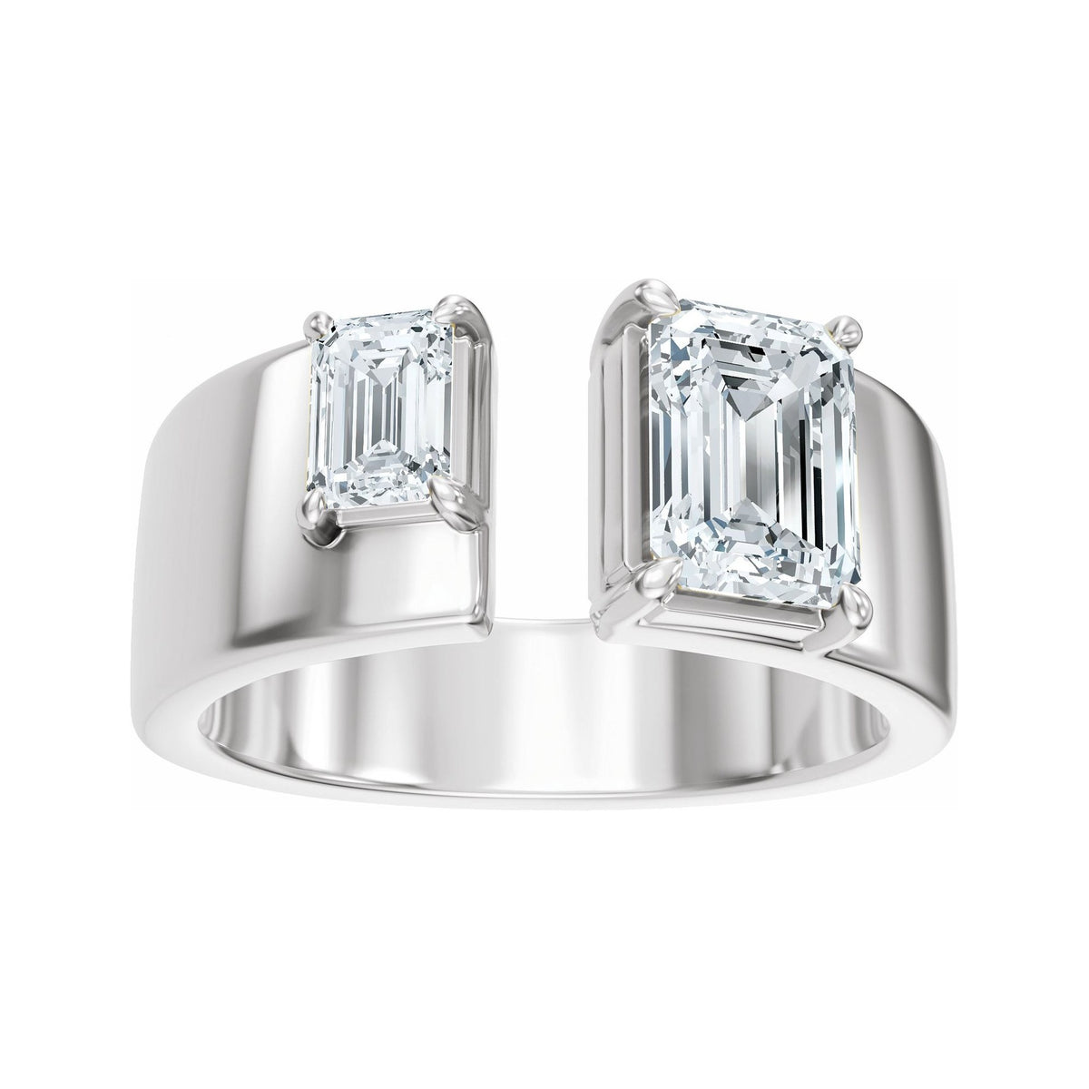 Sapphire Row Lab-Grown Emerald-Cut Diamond Two-Stone Engagement Ring - 14K White Gold, 2 1/2 ctw (view 3)