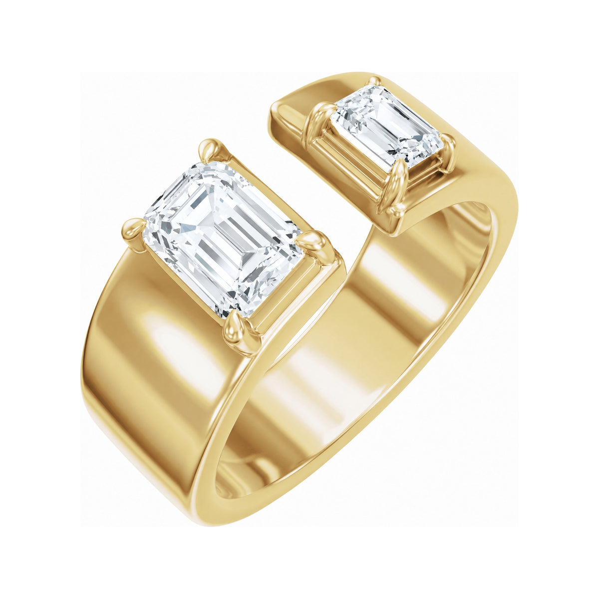 Sapphire Row Lab-Grown Emerald-Cut Diamond Two-Stone Engagement Ring - 14K Yellow Gold, 1 1/3 ctw