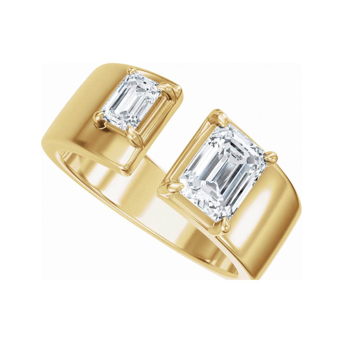 Sapphire Row Lab-Grown Emerald-Cut Diamond Two-Stone Engagement Ring - 14K Yellow Gold, 1 1/3 ctw (view 5)