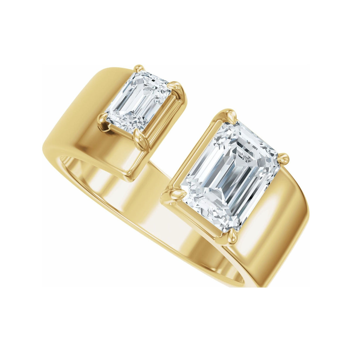 Sapphire Row Lab-Grown Emerald-Cut Diamond Two-Stone Engagement Ring - 14K Yellow Gold, 2 1/2 ctw (view 5)