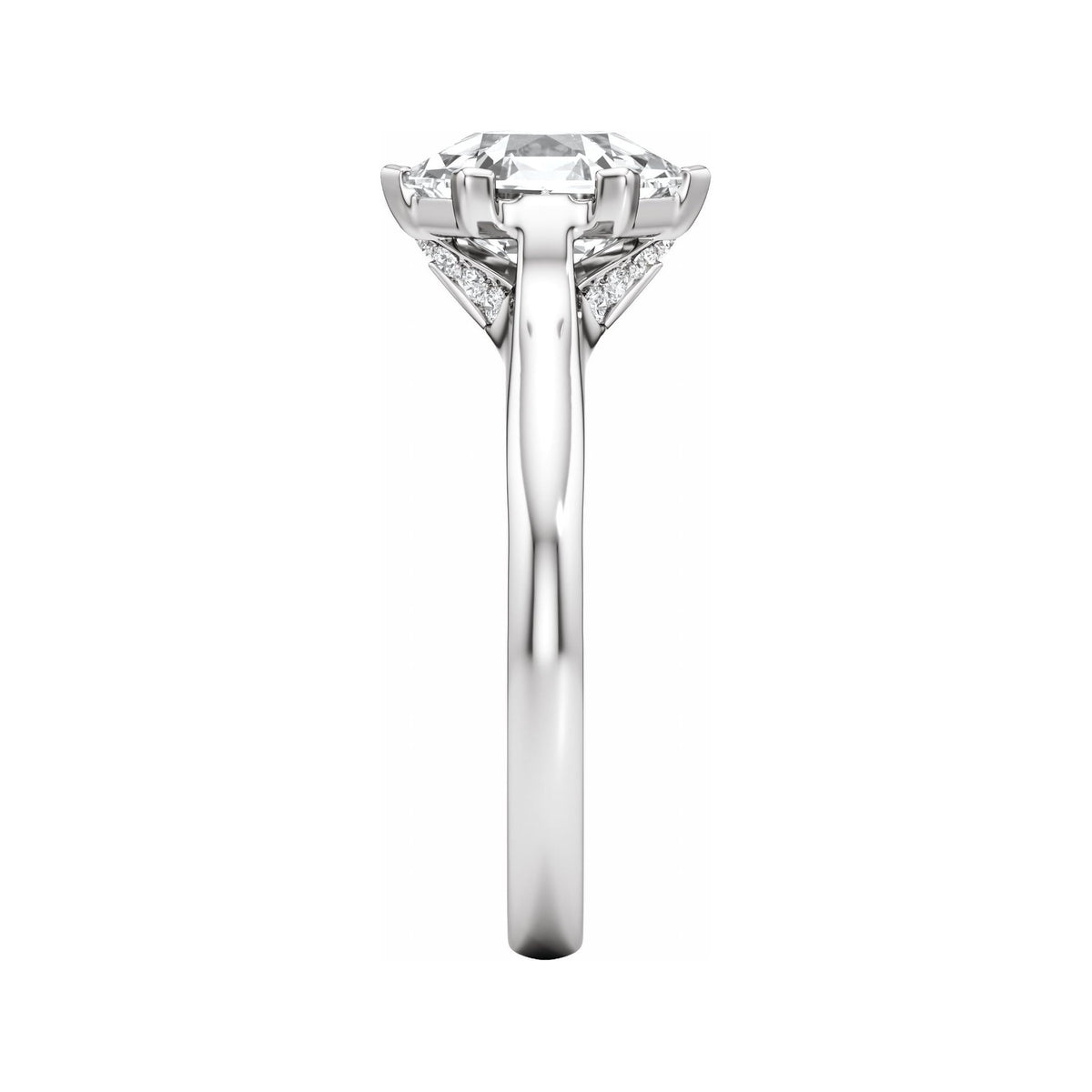 Sapphire Row Lab-Grown Hexagon Diamond Accented Engagement Ring - 14K White Gold, 2 1/8 ctw (view 4)