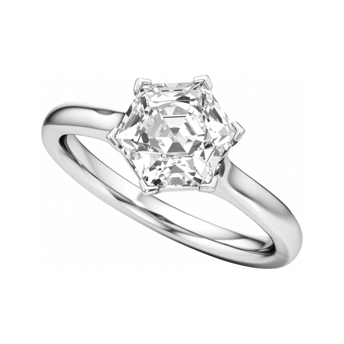 Sapphire Row Lab-Grown Hexagon Diamond Accented Engagement Ring - 14K White Gold, 2 1/8 ctw (view 5)
