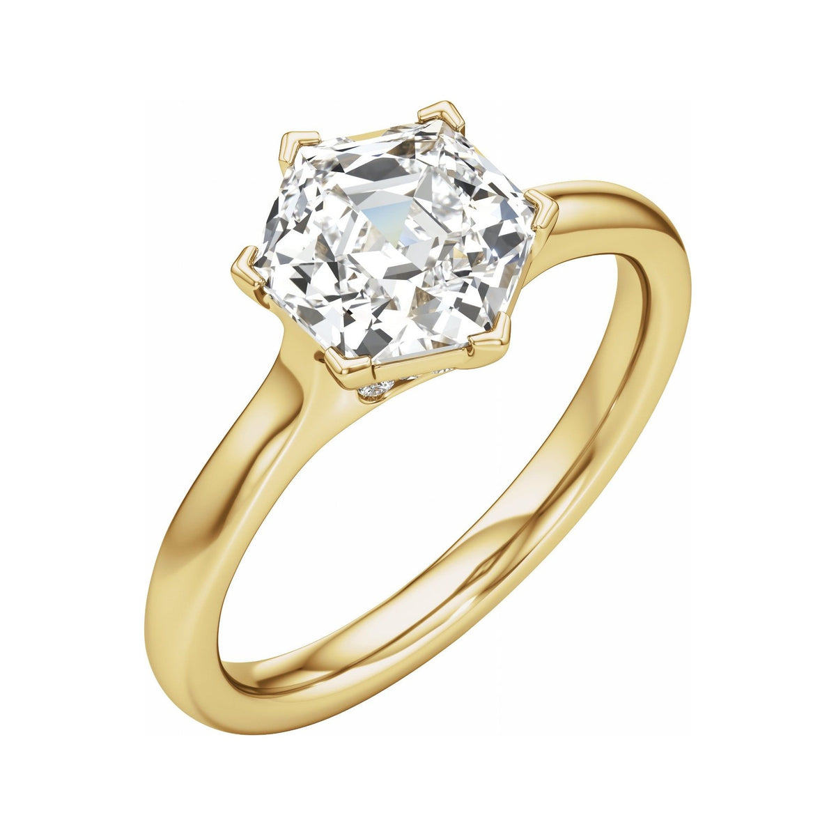 Sapphire Row Lab-Grown Hexagon Diamond Accented Engagement Ring - 14K Yellow Gold, 2 1/8 ctw