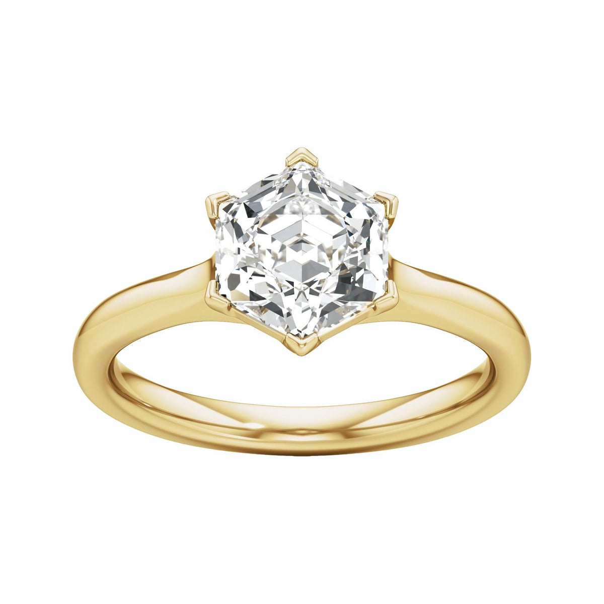 Sapphire Row Lab-Grown Hexagon Diamond Accented Engagement Ring - 14K Yellow Gold, 2 1/8 ctw (view 3)