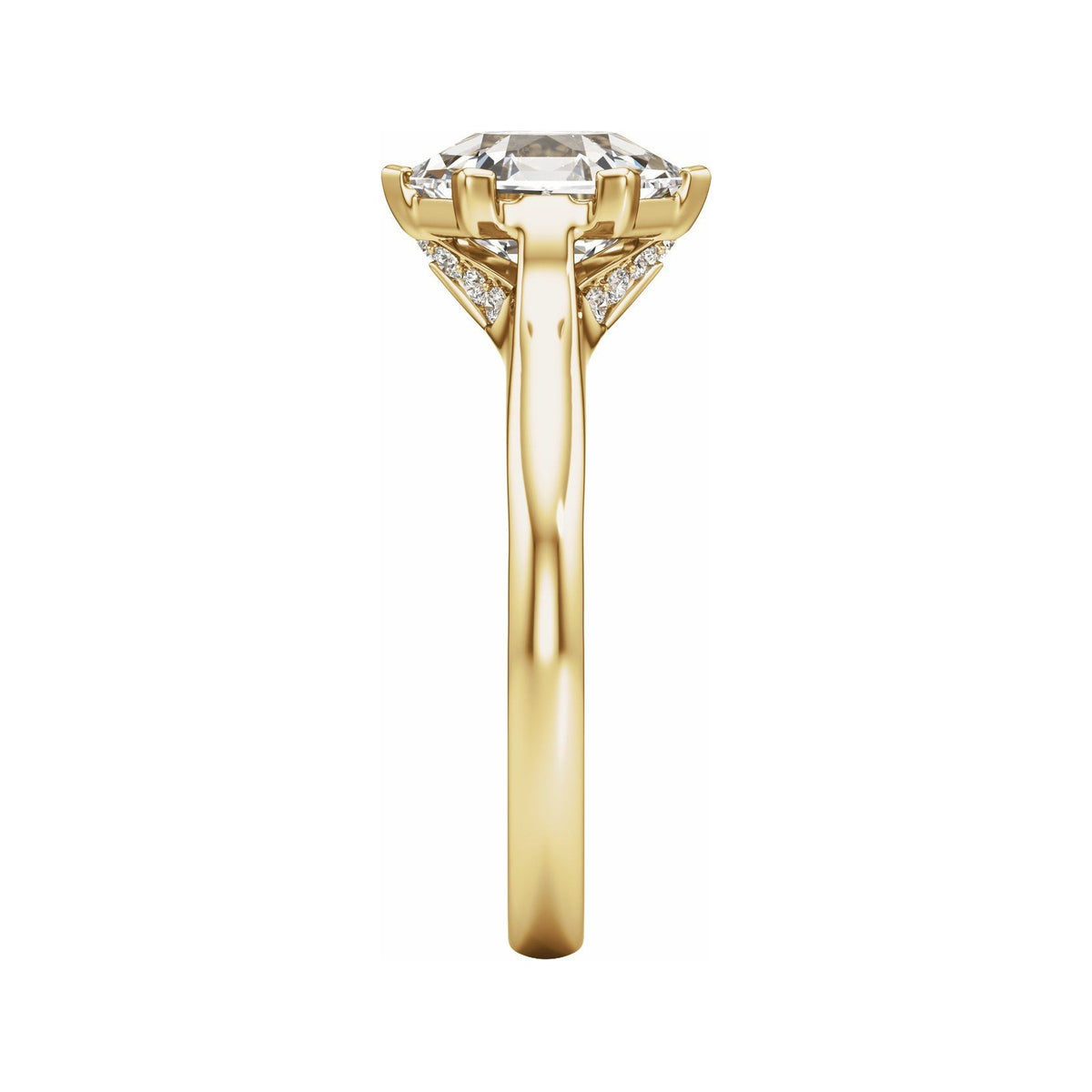 Sapphire Row Lab-Grown Hexagon Diamond Accented Engagement Ring - 14K Yellow Gold, 2 1/8 ctw (view 4)