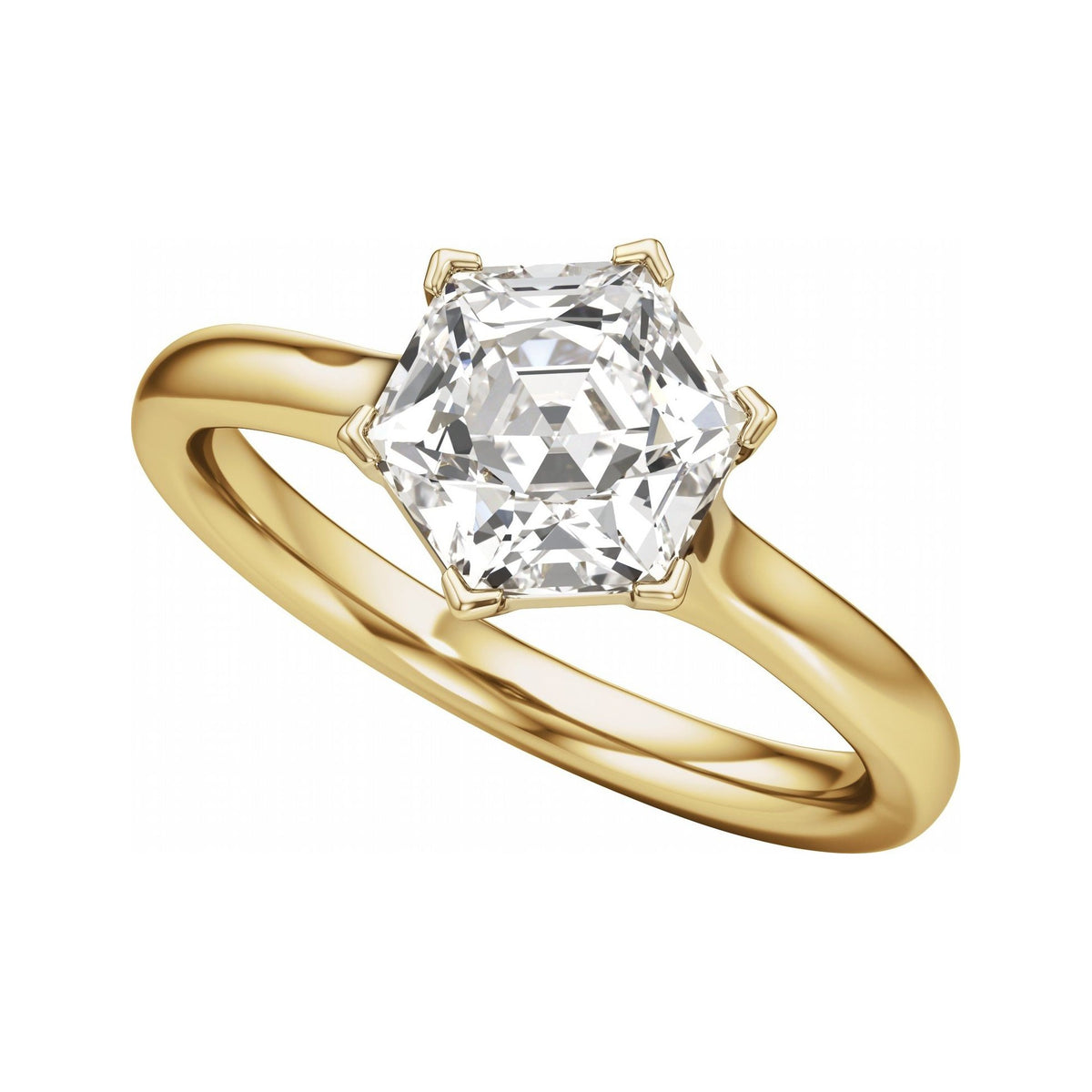 Sapphire Row Lab-Grown Hexagon Diamond Accented Engagement Ring - 14K Yellow Gold, 2 1/8 ctw (view 5)