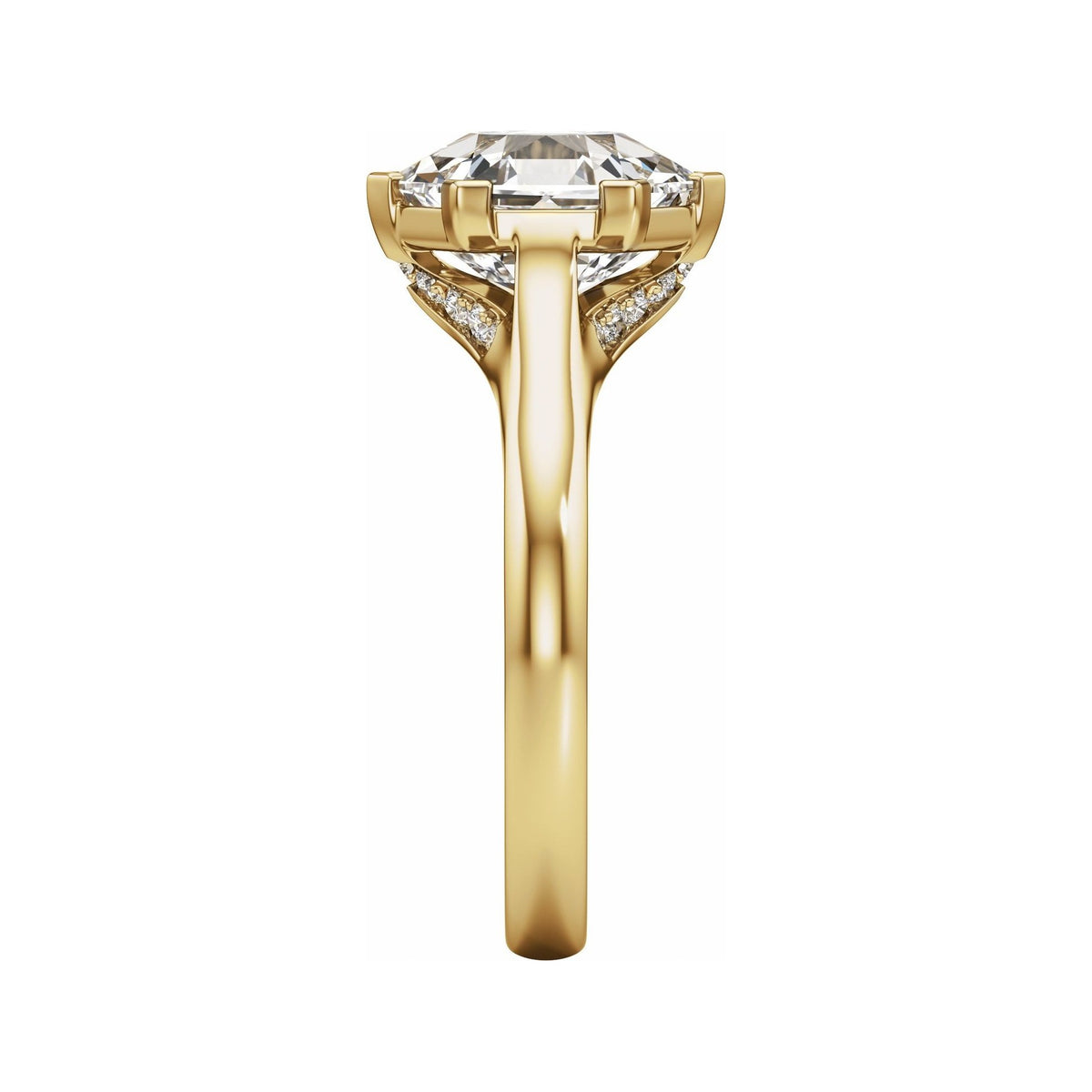 Sapphire Row Lab-Grown Hexagon Diamond Accented Engagement Ring - 14K Yellow Gold, 3 1/6 ctw (view 4)