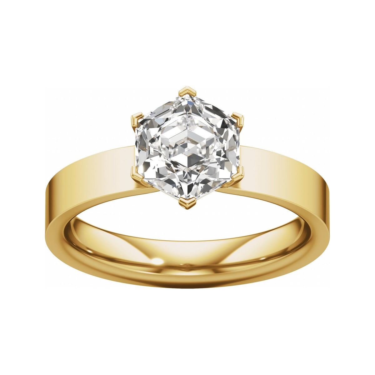Sapphire Row Lab-Grown Hexagon Diamond Solitaire Engagement Ring - 14K Yellow Gold, 2 ctw (view 3)