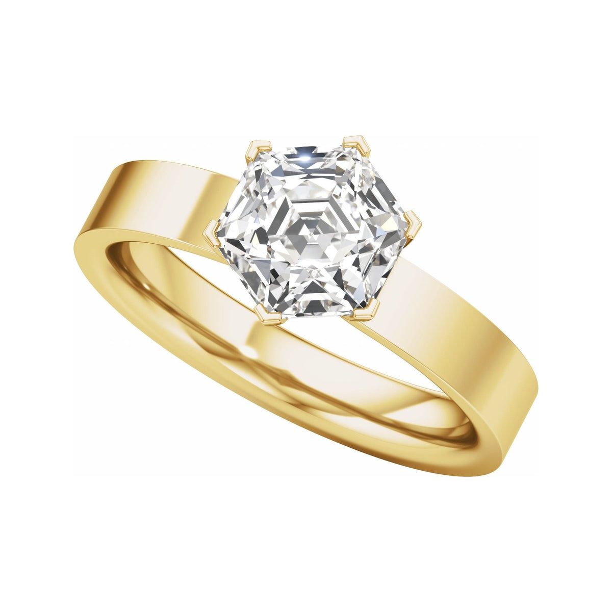 Sapphire Row Lab-Grown Hexagon Diamond Solitaire Engagement Ring - 14K Yellow Gold, 2 ctw (view 5)