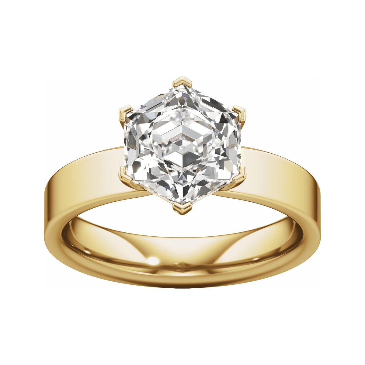 Sapphire Row Lab-Grown Hexagon Diamond Solitaire Engagement Ring - 14K Yellow Gold, 3 ctw (view 3)