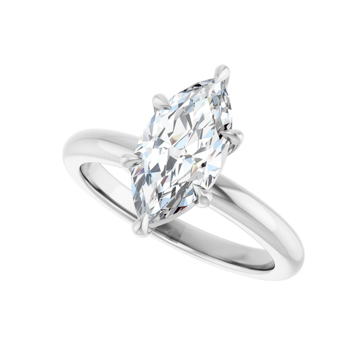 Sapphire Row Lab-Grown Marquise Diamond Claw-Prong Engagement Ring - 14K White Gold, 1 5/8 ctw (view 5)