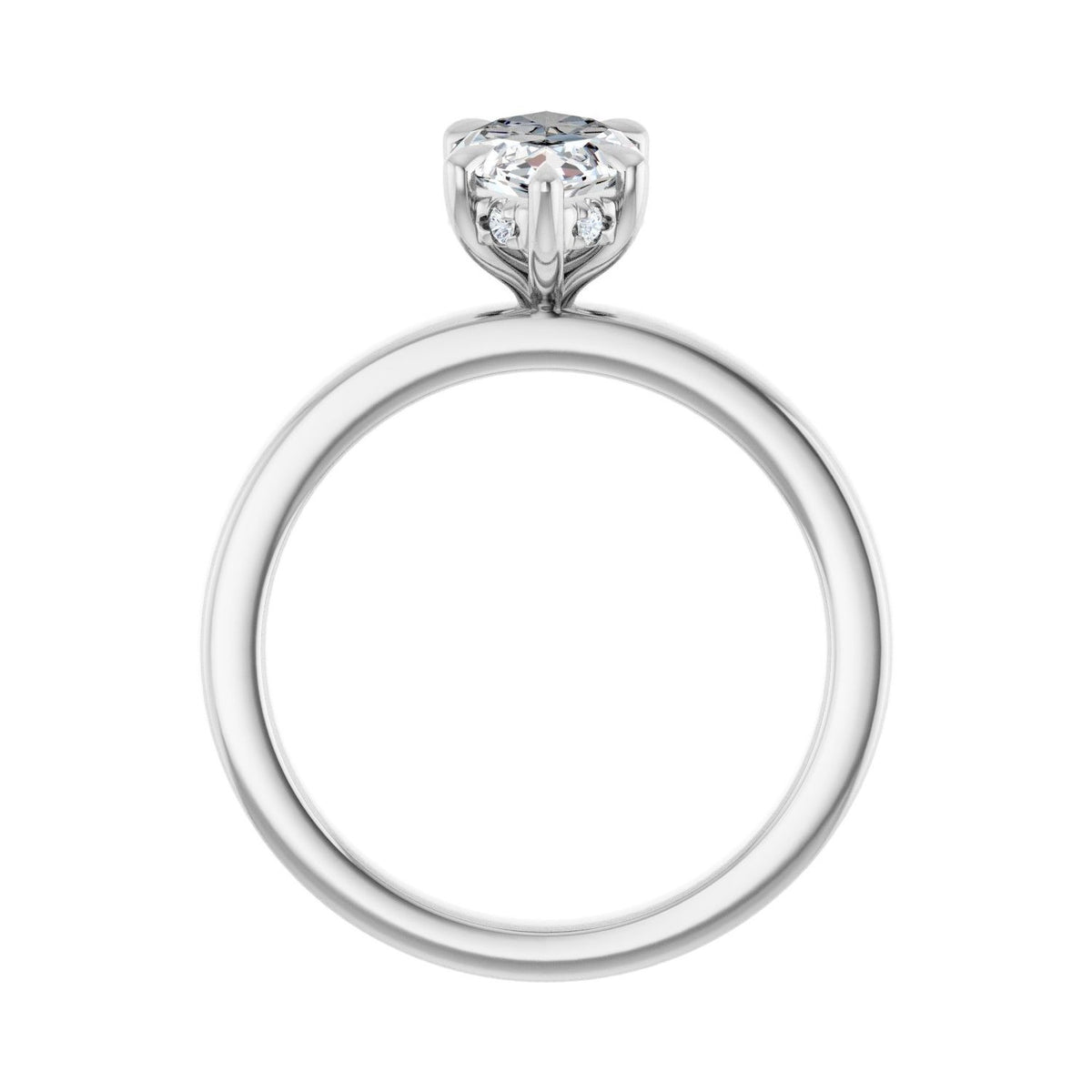 Sapphire Row Lab-Grown Marquise Diamond Claw-Prong Hidden Halo-Style Engagement Ring - 14K White Gold, 2 ctw (view 2)