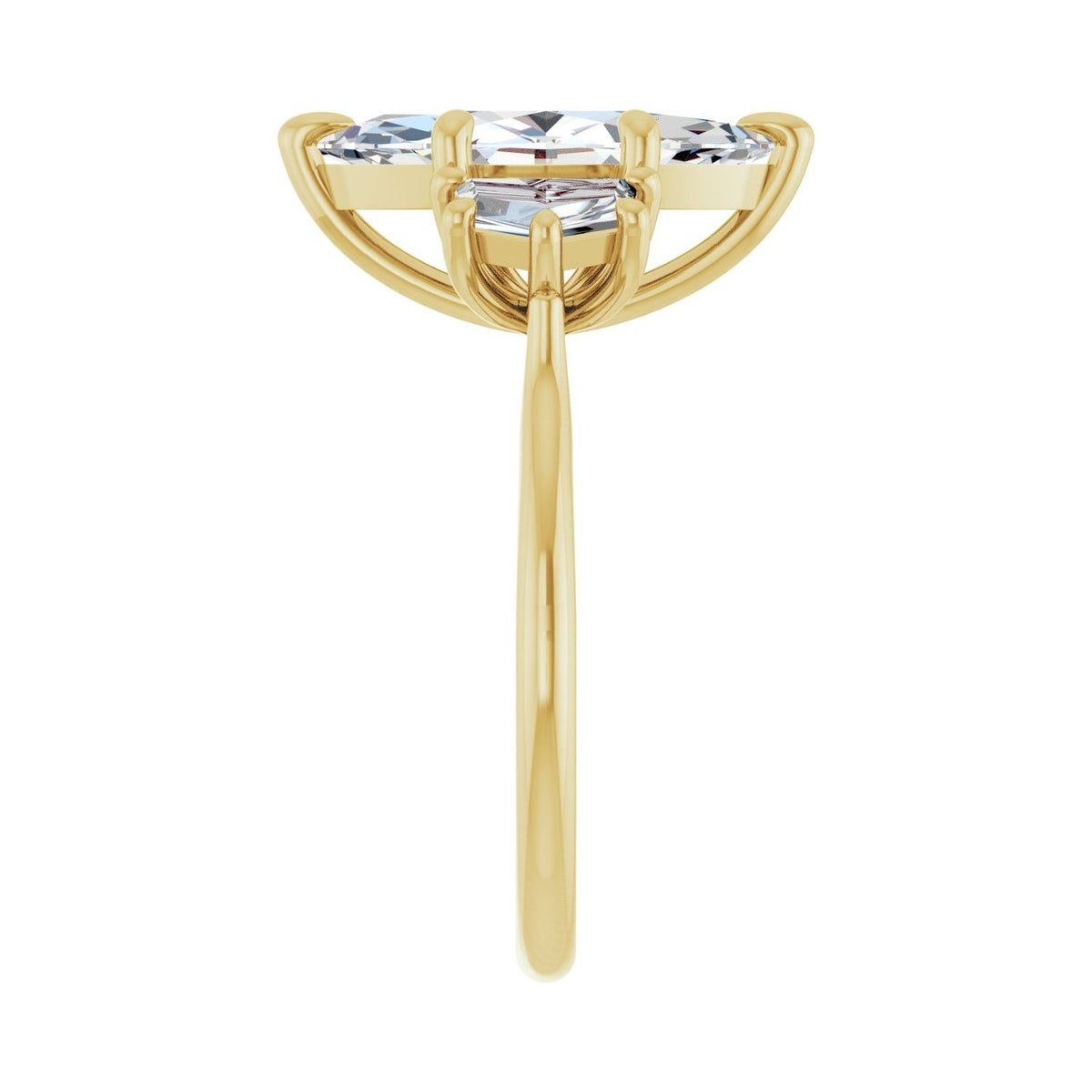 Sapphire Row Lab-Grown Marquise Diamond Claw-Prong Three-Stone Engagement Ring - 14K Yellow Gold, 2 9/10 ctw (view 4)