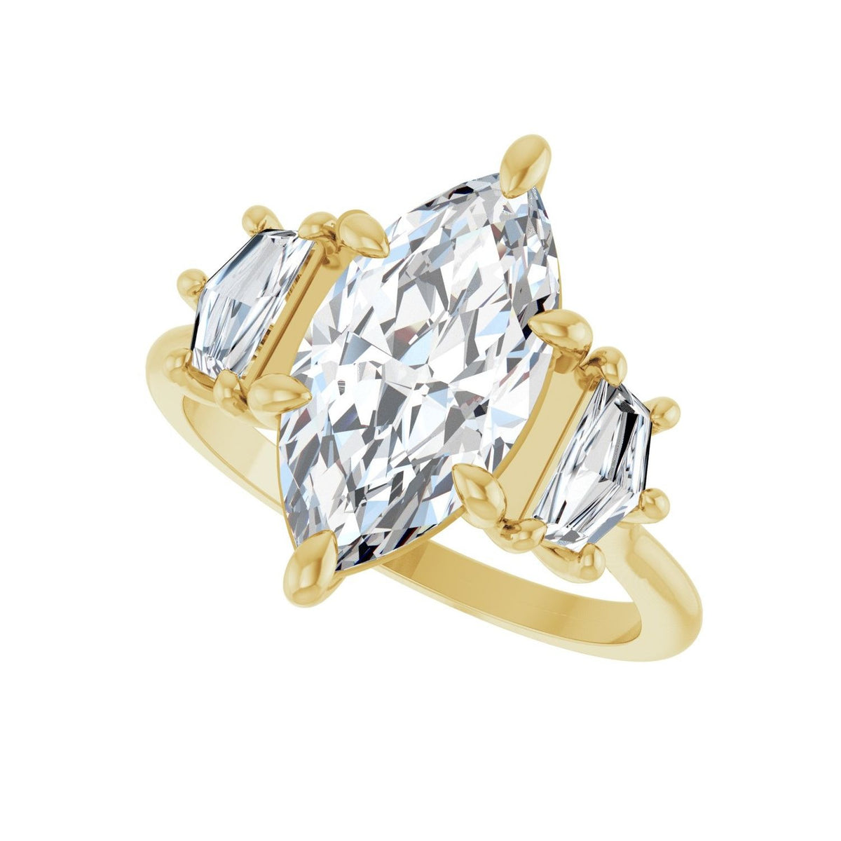 Sapphire Row Lab-Grown Marquise Diamond Claw-Prong Three-Stone Engagement Ring - 14K Yellow Gold, 2 9/10 ctw (view 5)