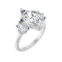 Sapphire Row Lab-Grown Marquise Diamond Claw-Prong Three-Stone Engagement Ring - 14K White Gold, 2 9/10 ctw