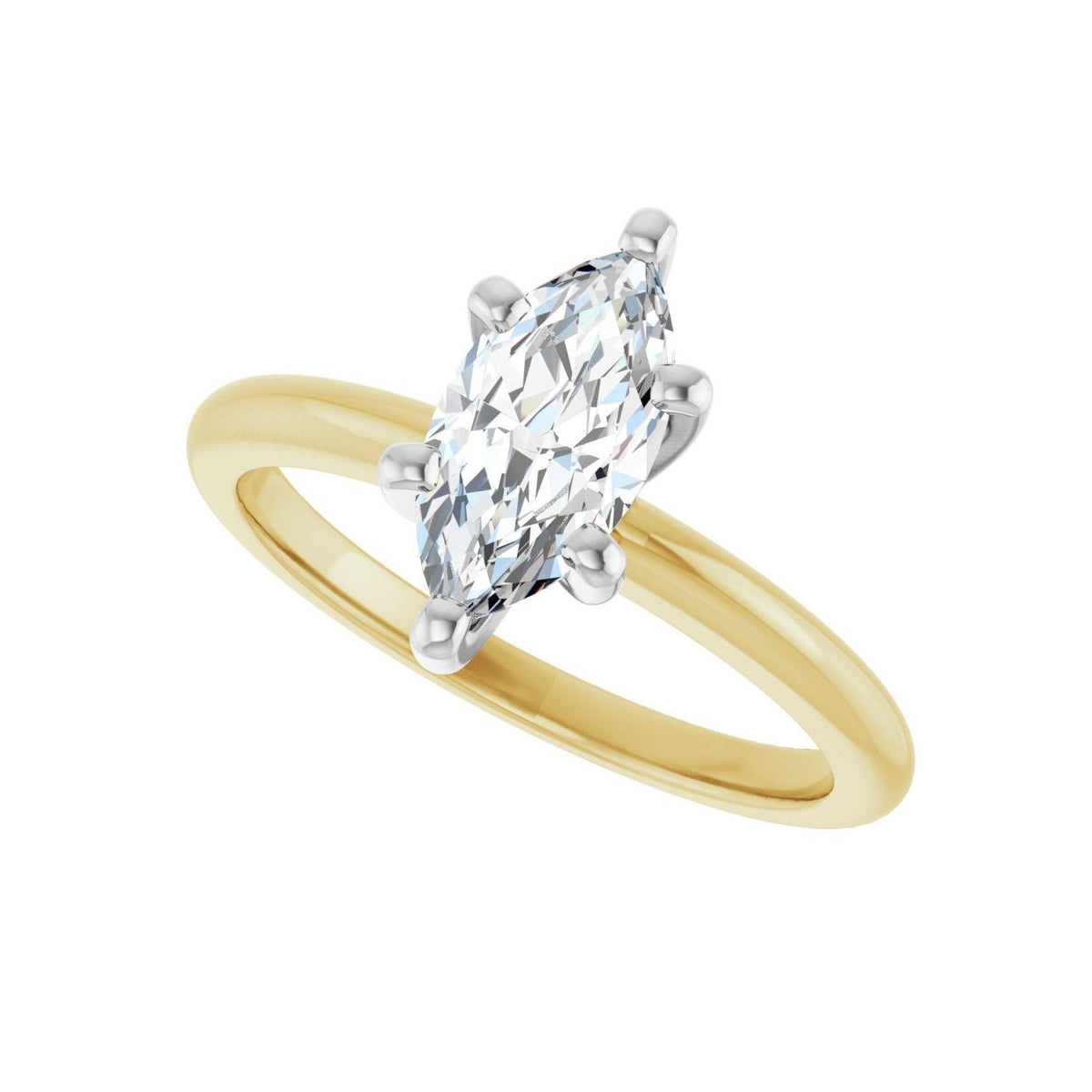 Sapphire Row Lab-Grown Marquise Diamond Solitaire Engagement Ring - 14K Yellow & White Gold, 1 ctw (view 5)