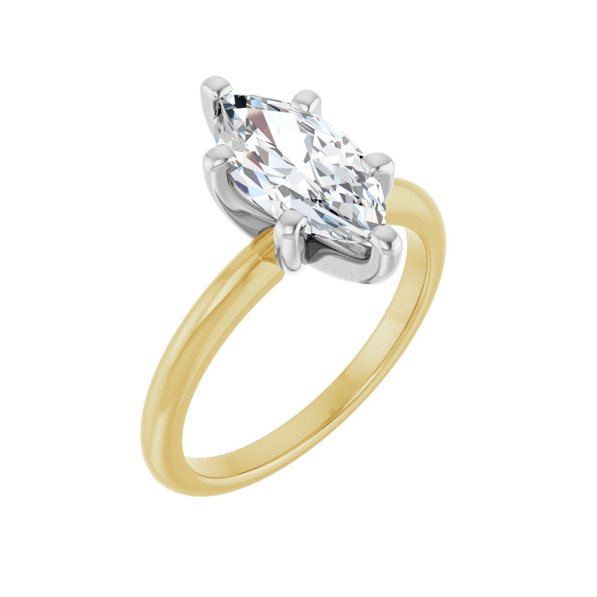 Sapphire Row Lab-Grown Marquise Diamond Solitaire Engagement Ring - 14K Yellow & White Gold, 2 ctw