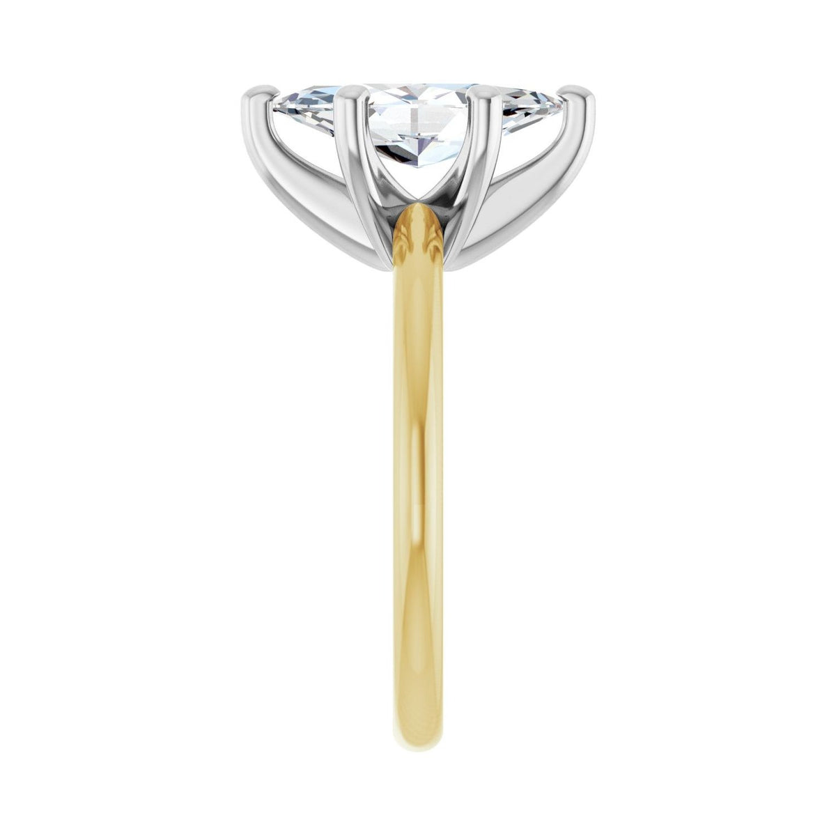 Sapphire Row Lab-Grown Marquise Diamond Solitaire Engagement Ring - 14K Yellow & White Gold, 2 ctw (view 4)