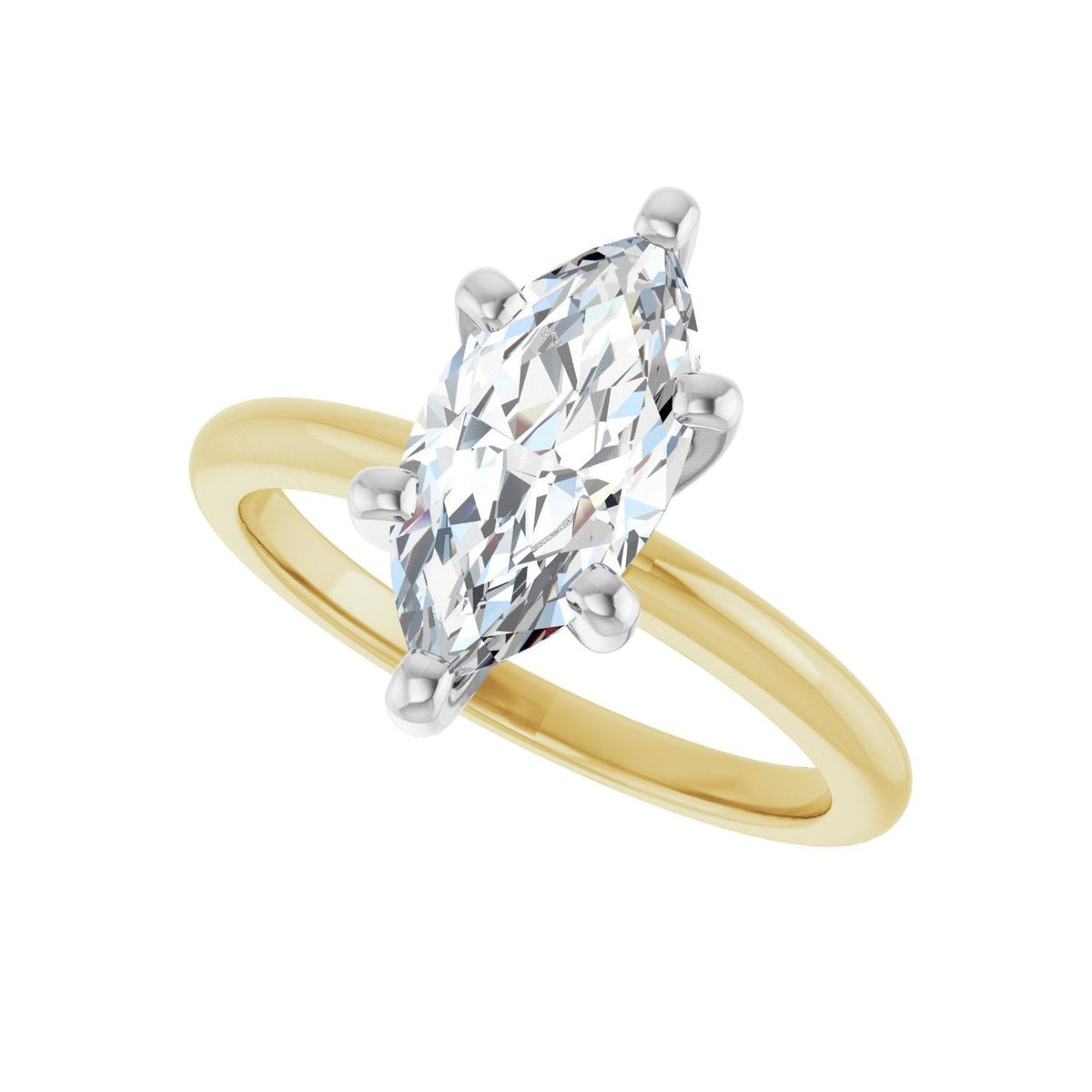 Sapphire Row Lab-Grown Marquise Diamond Solitaire Engagement Ring - 14K Yellow & White Gold, 2 ctw (view 5)