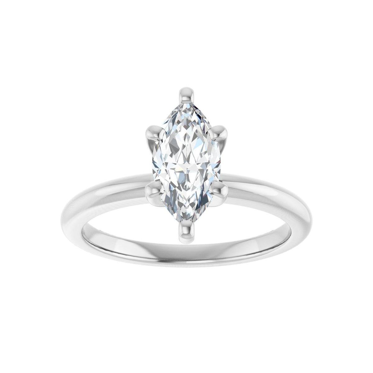 Sapphire Row Lab-Grown Marquise Diamond Solitaire Engagement Ring - 14K White Gold, 1 ctw (view 3)
