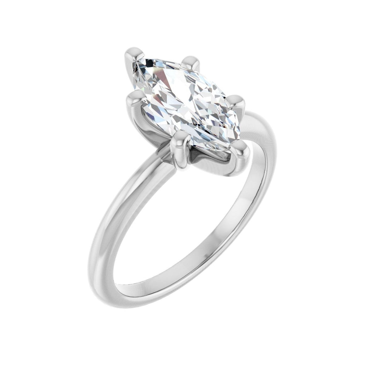 Sapphire Row Lab-Grown Marquise Diamond Solitaire Engagement Ring - 14K White Gold, 2 ctw