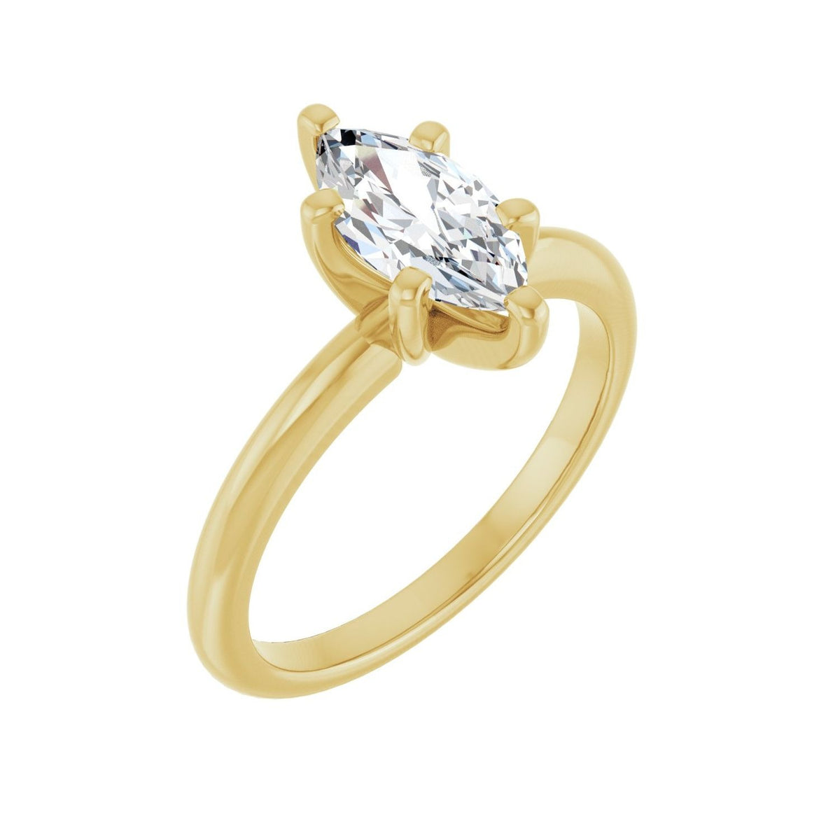 Sapphire Row Lab-Grown Marquise Diamond Solitaire Engagement Ring - 14K Yellow Gold, 1 ctw