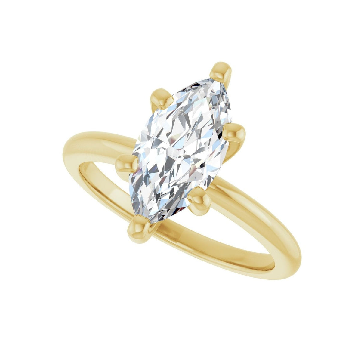 Sapphire Row Lab-Grown Marquise Diamond Solitaire Engagement Ring - 14K Yellow Gold, 2 ctw (view 5)