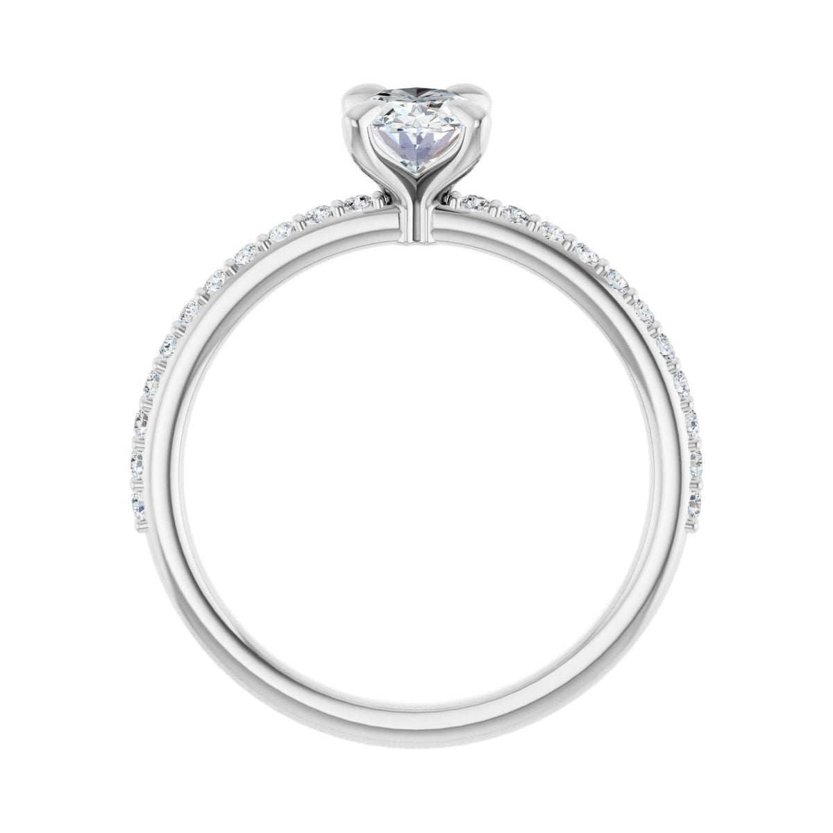 Sapphire Row Lab-Grown Oval Diamond Accented Engagement Ring - 14K White Gold, 9/10 ctw (view 2)