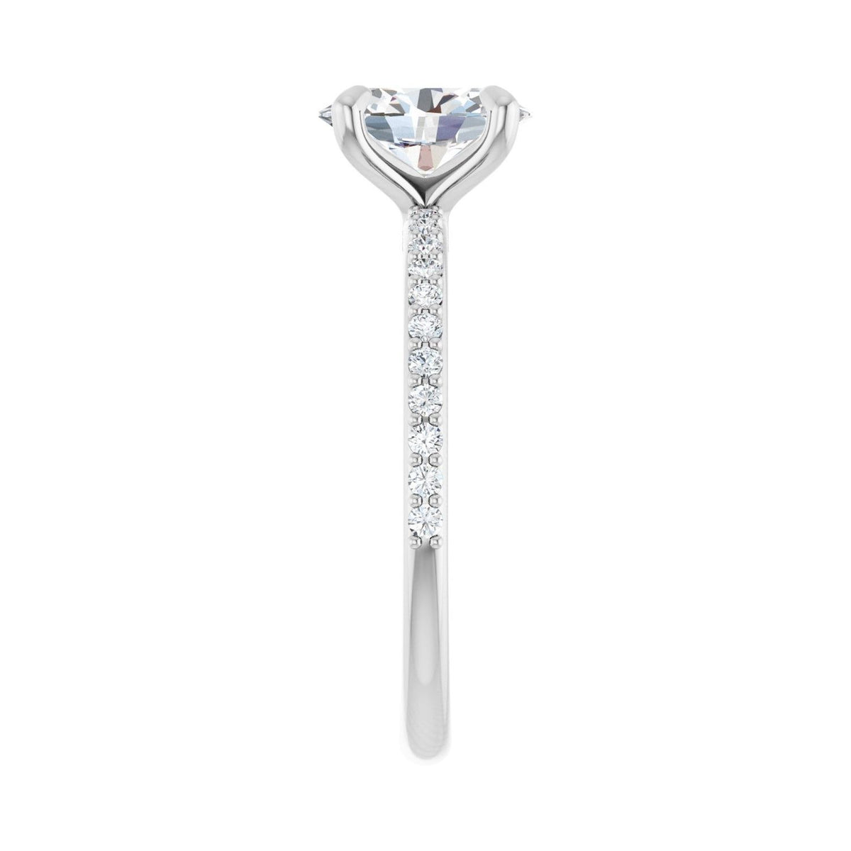 Sapphire Row Lab-Grown Oval Diamond Accented Engagement Ring - 14K White Gold, 1 1/5 ctw (view 4)
