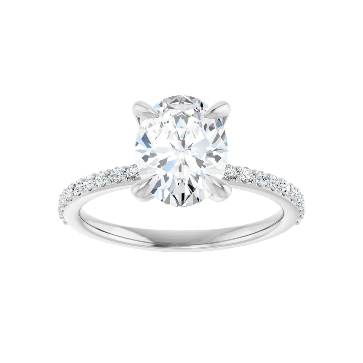 Sapphire Row Lab-Grown Oval Diamond Accented Engagement Ring - 14K White Gold, 1 3/4 ctw (view 2)