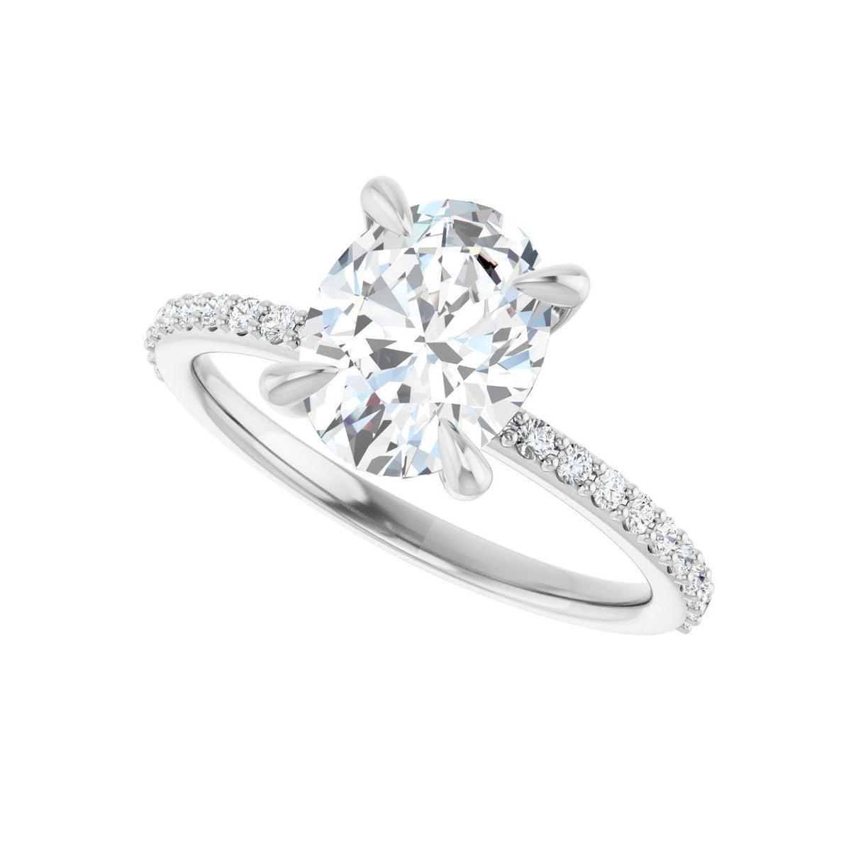 Sapphire Row Lab-Grown Oval Diamond Accented Engagement Ring - 14K White Gold, 1 3/4 ctw (view 4)