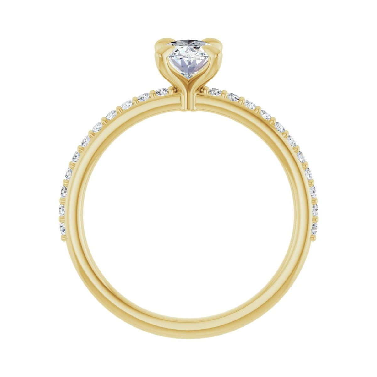 Sapphire Row Lab-Grown Oval Diamond Accented Engagement Ring - 14K Yellow Gold, 9/10 ctw (view 2)