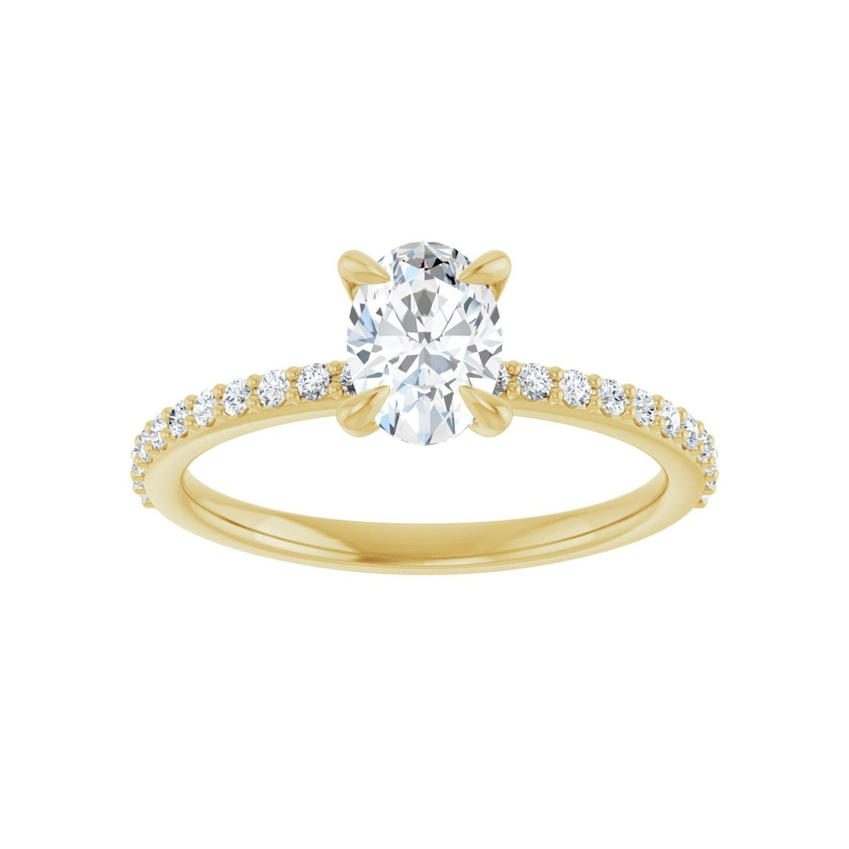 Sapphire Row Lab-Grown Oval Diamond Accented Engagement Ring - 14K Yellow Gold, 9/10 ctw (view 3)