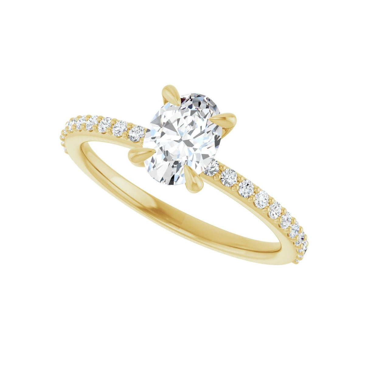 Sapphire Row Lab-Grown Oval Diamond Accented Engagement Ring - 14K Yellow Gold, 9/10 ctw (view 5)