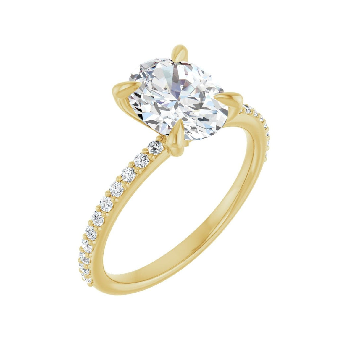 Sapphire Row Lab-Grown Oval Diamond Accented Engagement Ring - 14K Yellow Gold, 1 3/4 ctw