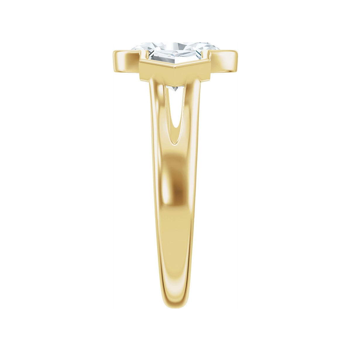 Sapphire Row Lab-Grown Oval Diamond Bezel-Set Three-Stone Engagement Ring - 14K Yellow Gold (view 4)