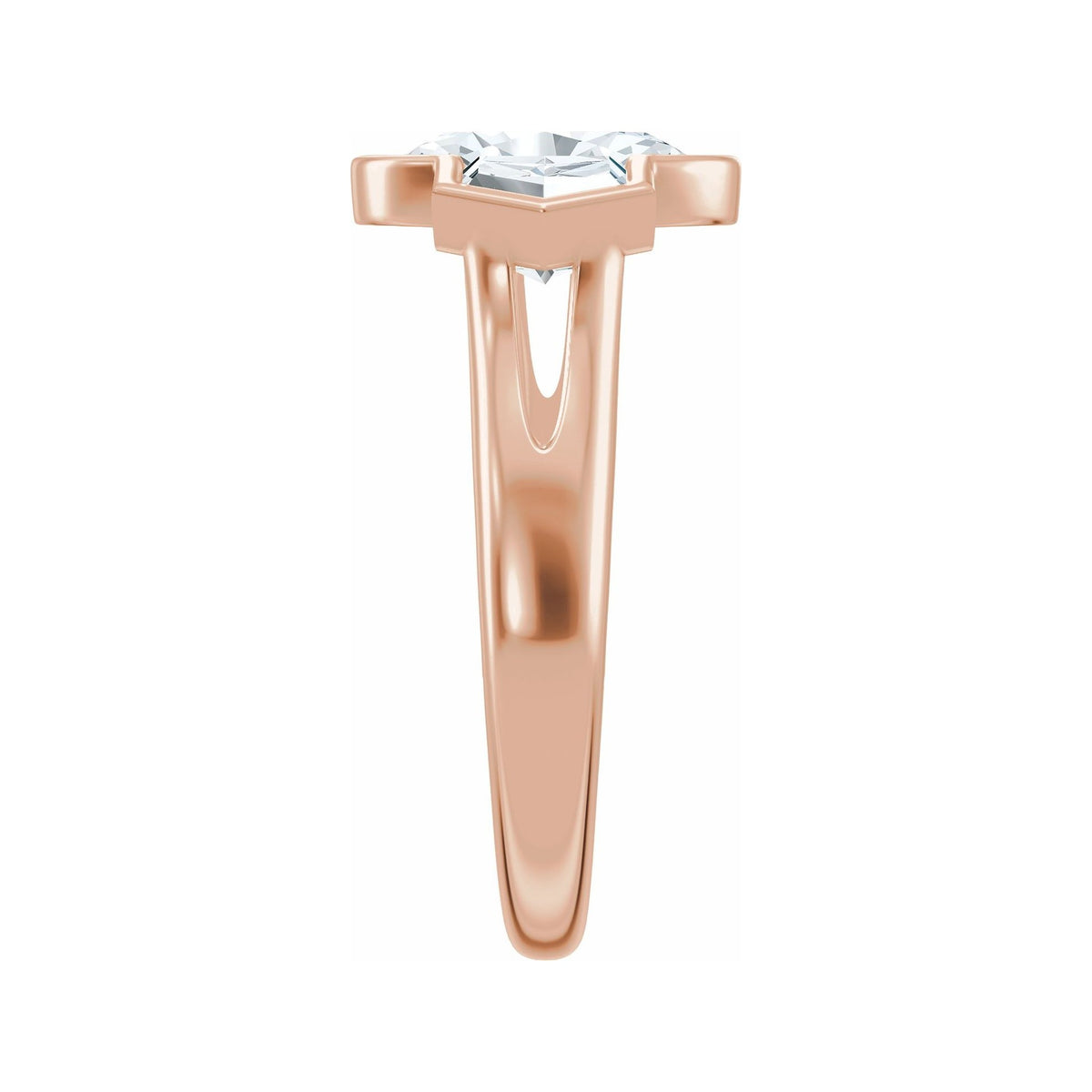 Sapphire Row Lab-Grown Oval Diamond Bezel-Set Three-Stone Engagement Ring - 14K Rose Gold (view 4)