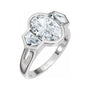 Sapphire Row Lab-Grown Oval Diamond Bezel-Set Three-Stone Engagement Ring - 14K White Gold