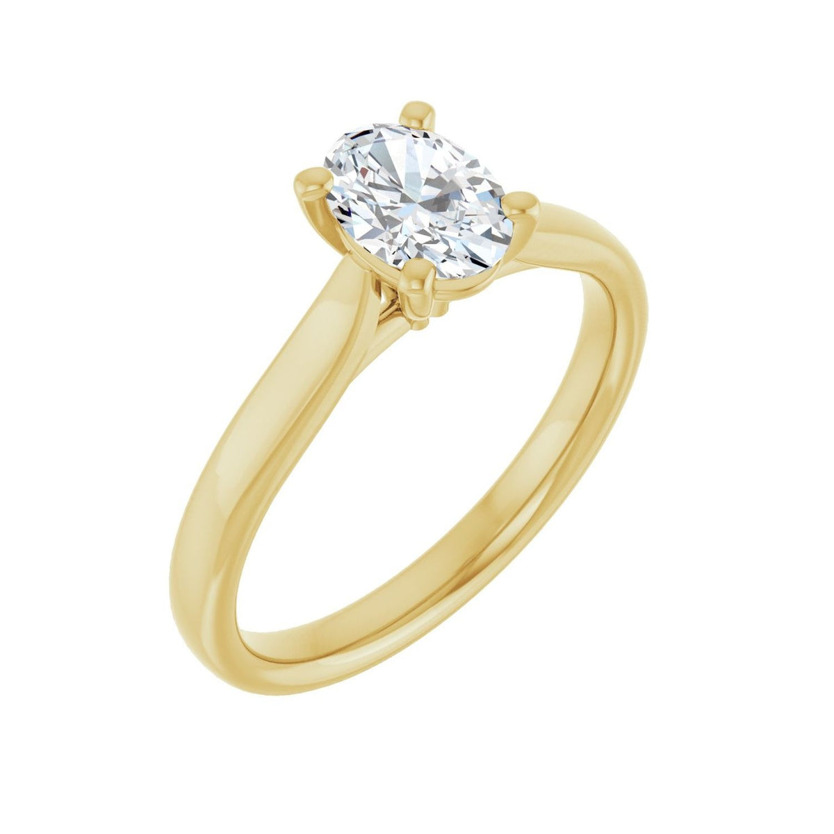 Sapphire Row Lab-Grown Oval Diamond Cathedral Solitaire Engagement Ring - 14K Yellow Gold, 3/4 ctw