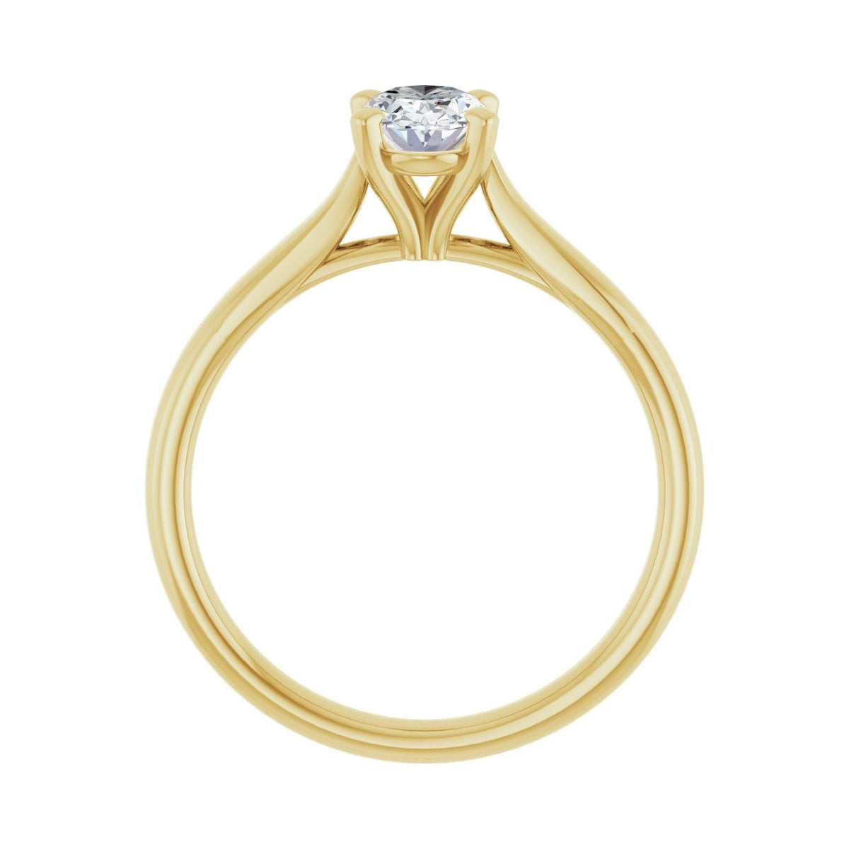 Sapphire Row Lab-Grown Oval Diamond Cathedral Solitaire Engagement Ring - 14K Yellow Gold, 3/4 ctw (view 2)