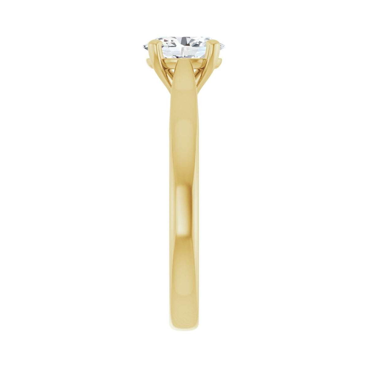 Sapphire Row Lab-Grown Oval Diamond Cathedral Solitaire Engagement Ring - 14K Yellow Gold, 3/4 ctw (view 4)