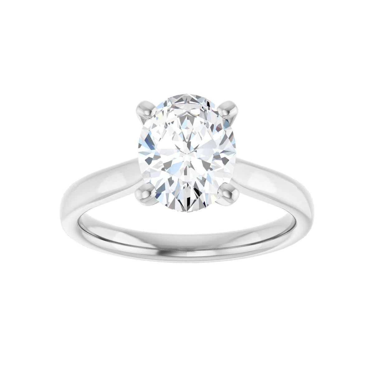 Sapphire Row Lab-Grown Oval Diamond Cathedral Solitaire Engagement Ring - 14K White Gold, 1 3/4 ctw (view 3)