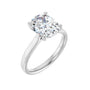 Sapphire Row Lab-Grown Oval Diamond Cathedral Solitaire Engagement Ring - 14K White Gold, 2 1/2 ctw