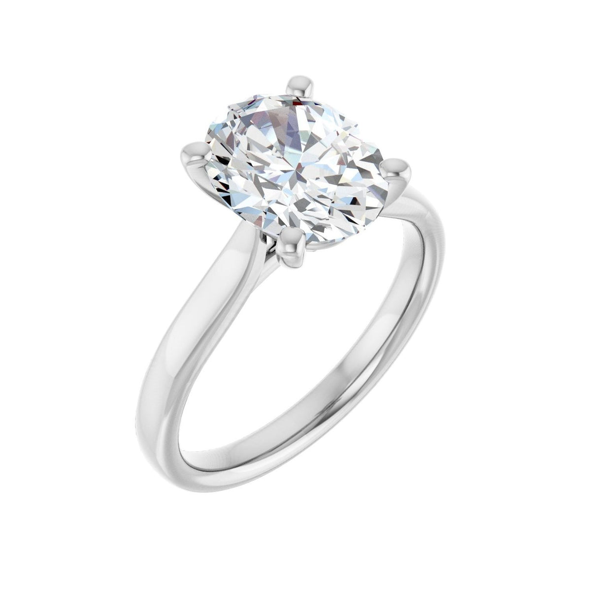 Sapphire Row Lab-Grown Oval Diamond Cathedral Solitaire Engagement Ring - 14K White Gold, 2 1/2 ctw