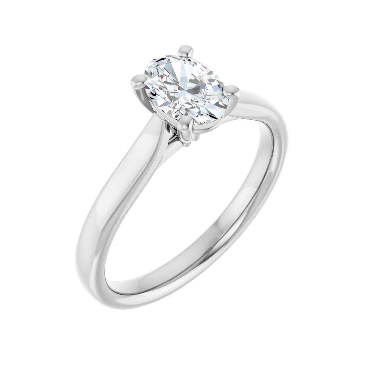 Sapphire Row Lab-Grown Oval Diamond Cathedral Solitaire Engagement Ring - 14K White Gold, 3/4 ctw